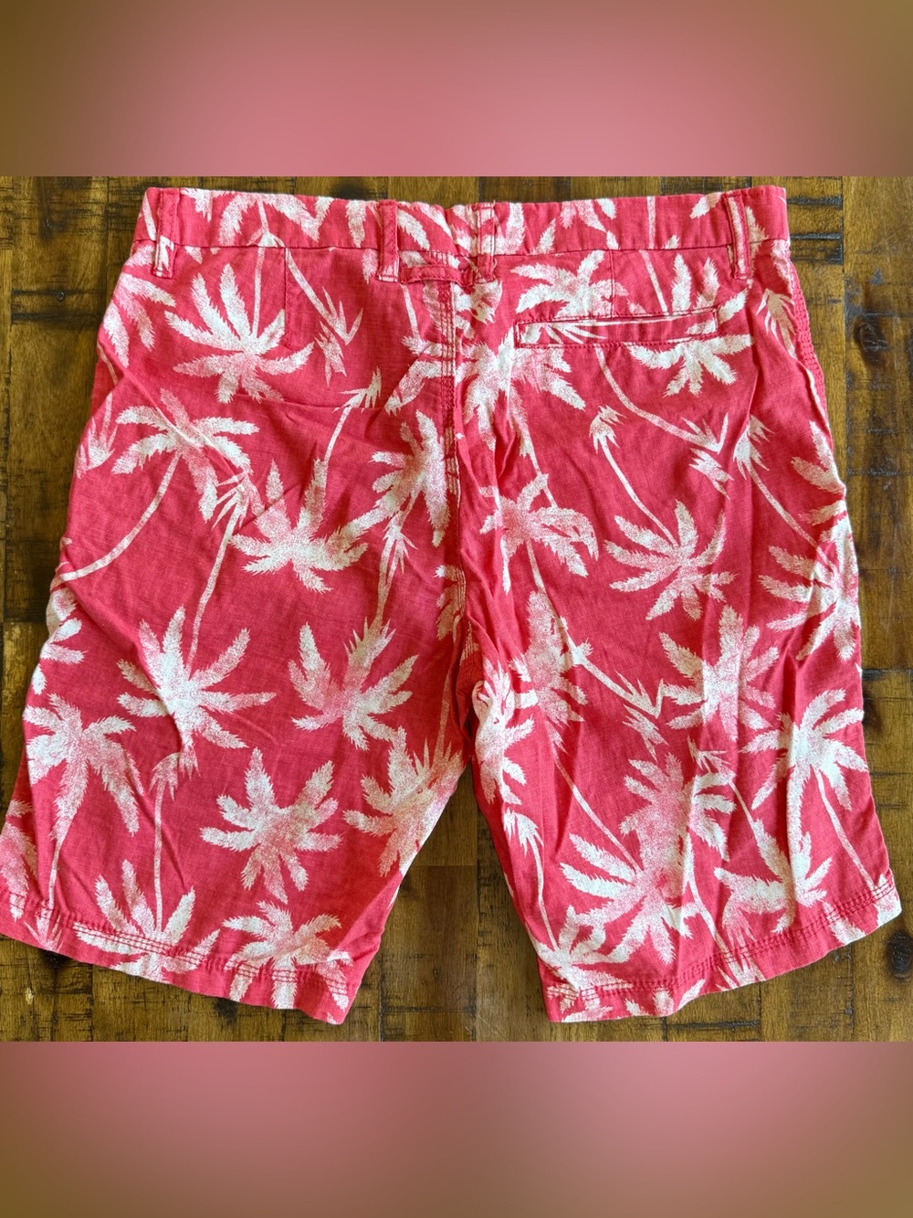 Onia Linen Blend Chambray Palm Print Austin Shorts | Size 30 - Picture 2 of 12